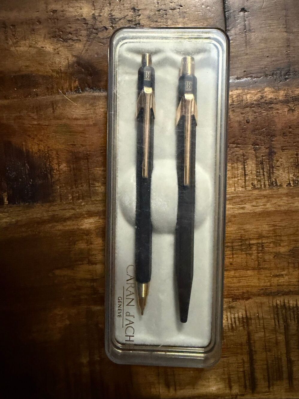 Caran D'Ache 858 Ballpoint Pen And Pencil Vintage Set